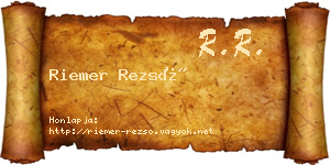 Riemer Rezső névjegykártya